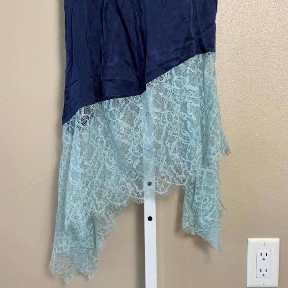 Anthropologie Lace-Trimmed Asymmetrical Midi Slip Dress - Picture 7 of 15